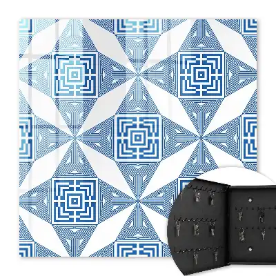Geometrisch patroon met blauwe vierkanten