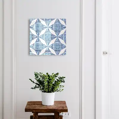 Geometrisch patroon met blauwe vierkanten