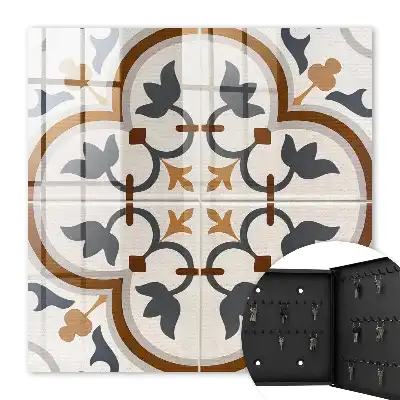 Geometrisch wandkleed in beige en grijs