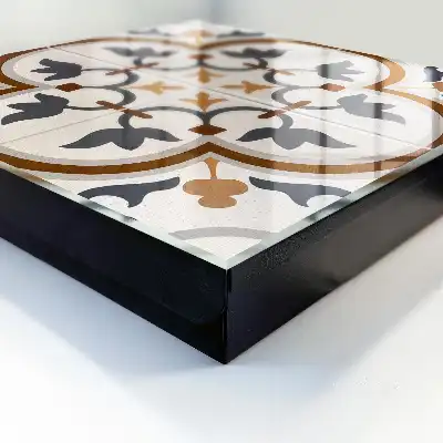 Geometrisch wandkleed in beige en grijs