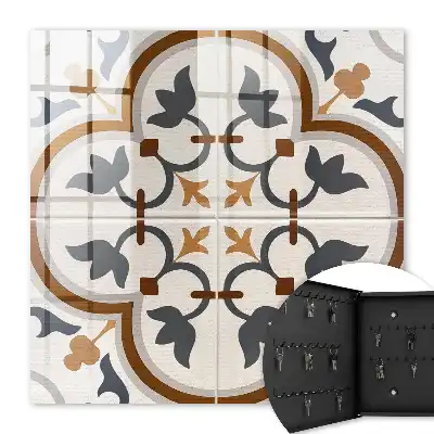 Geometrisch wandkleed in beige en grijs