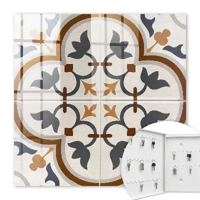 Geometrisch wandkleed in beige en grijs