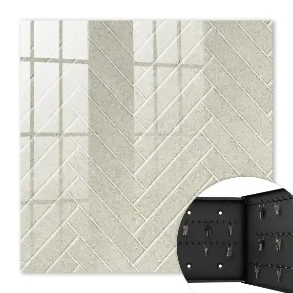 Beige behang met visgraatpatroon