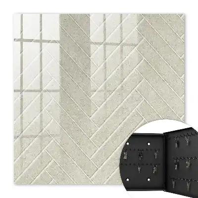 Beige behang met visgraatpatroon