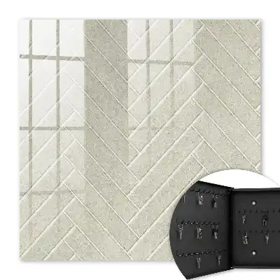 Beige behang met visgraatpatroon