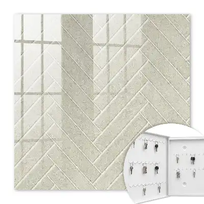 Beige behang met visgraatpatroon