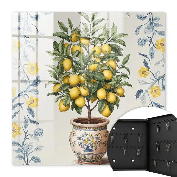Citroenboom op decoratieve achtergrond