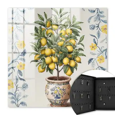 Citroenboom op decoratieve achtergrond