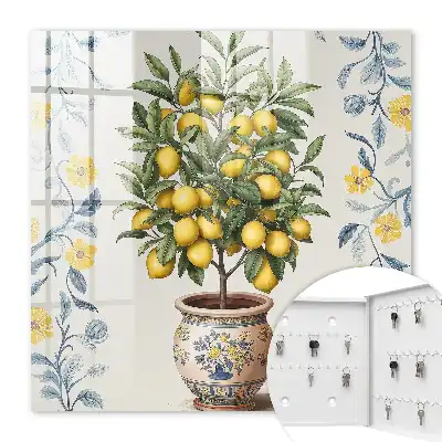 Citroenboom op decoratieve achtergrond