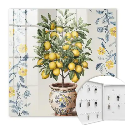 Citroenboom op decoratieve achtergrond