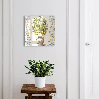 Citroenboom op decoratieve achtergrond