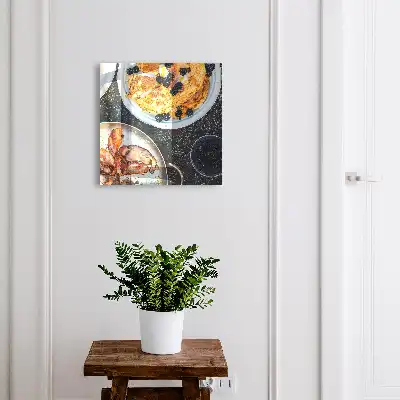Zelfgemaakt ontbijt met op hout gegrild spek