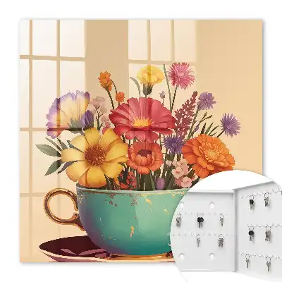 Bloemen in een kopje op een beige achtergrond