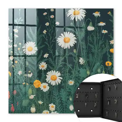 Bloemenweide met een marineblauwe achtergrond