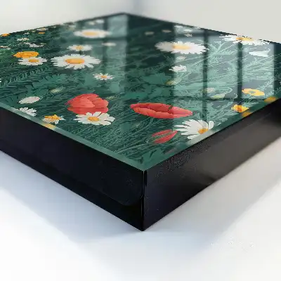 Bloemenweide met een marineblauwe achtergrond