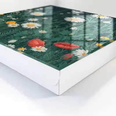 Bloemenweide met een marineblauwe achtergrond