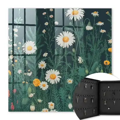 Bloemenweide met een marineblauwe achtergrond