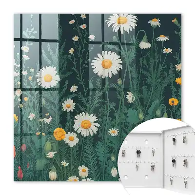 Bloemenweide met een marineblauwe achtergrond