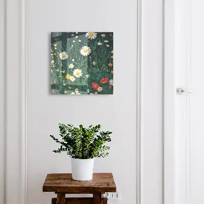 Bloemenweide met een marineblauwe achtergrond