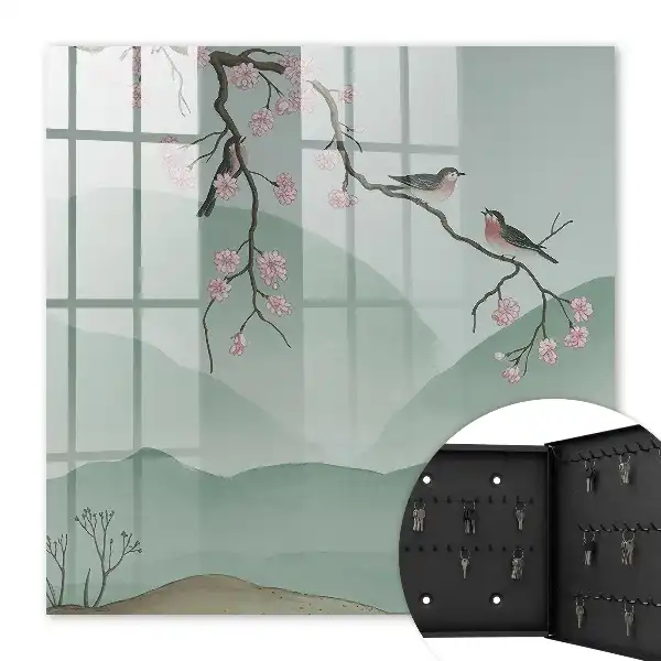 Vogels en bloemen op een vredige achtergrond