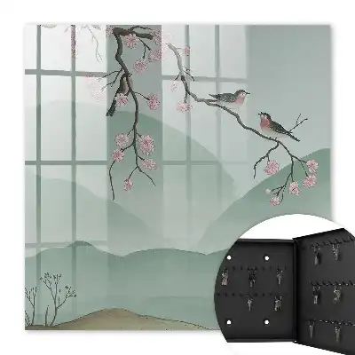 Vogels en bloemen op een vredige achtergrond