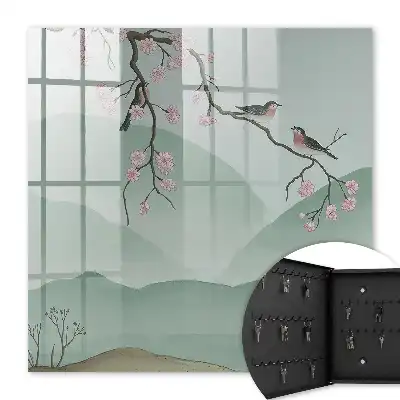 Vogels en bloemen op een vredige achtergrond