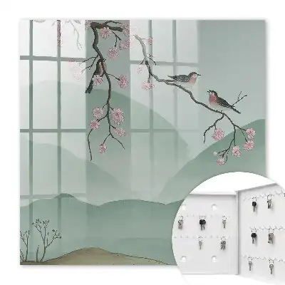 Vogels en bloemen op een vredige achtergrond