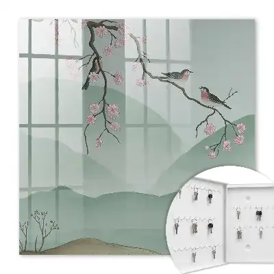 Vogels en bloemen op een vredige achtergrond