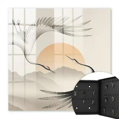Japanse kraanvogels met opkomende zon