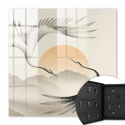 Japanse kraanvogels met opkomende zon