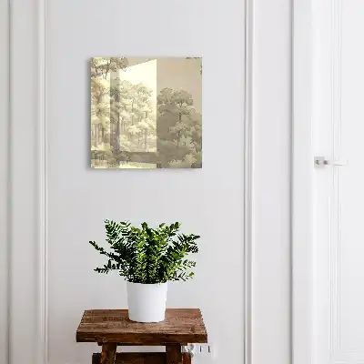 Groen bos met een klein huisje