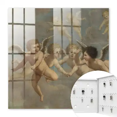 Barok schilderij van vliegende engelen met putti in blauw