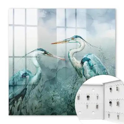 Aquarel van reigers omringd door groen