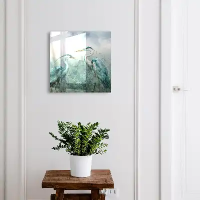 Aquarel van reigers omringd door groen