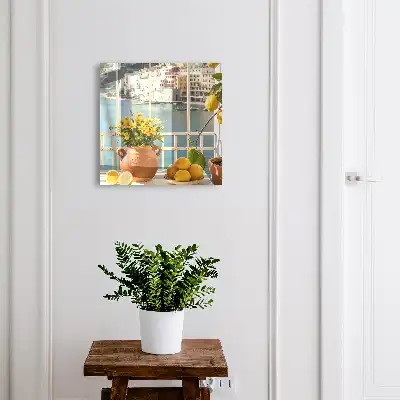 Zomerlandschap met citroenen en bloemen