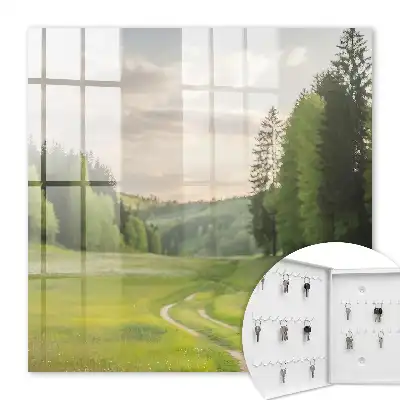 Een idyllisch landschap met velden en bossen