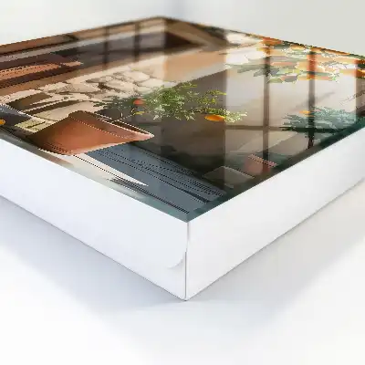 Oranje toevluchtsoord met stenen achtergrond