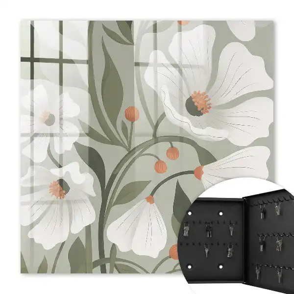 Beige bloemen op een groene achtergrond