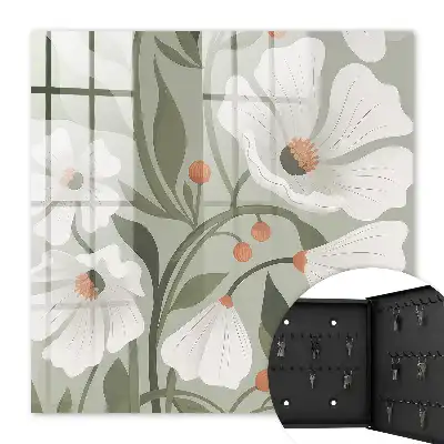 Beige bloemen op een groene achtergrond