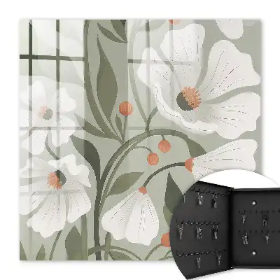 Beige bloemen op een groene achtergrond
