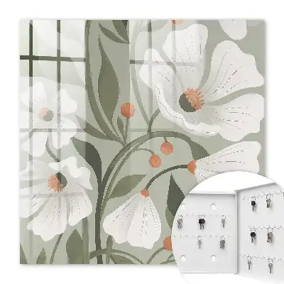 Beige bloemen op een groene achtergrond