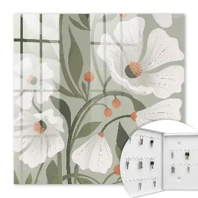 Beige bloemen op een groene achtergrond