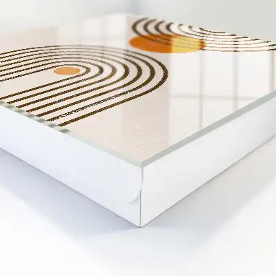 Wanddecoratie met retro geometrische vormen in warme kleuren