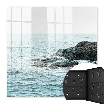 Wanddecoratie met zeegolven en rotsen