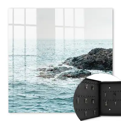 Wanddecoratie met zeegolven en rotsen