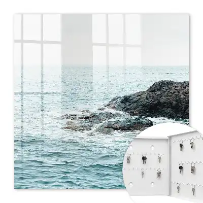 Wanddecoratie met zeegolven en rotsen