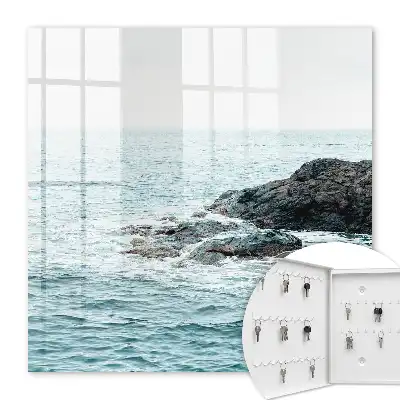 Wanddecoratie met zeegolven en rotsen