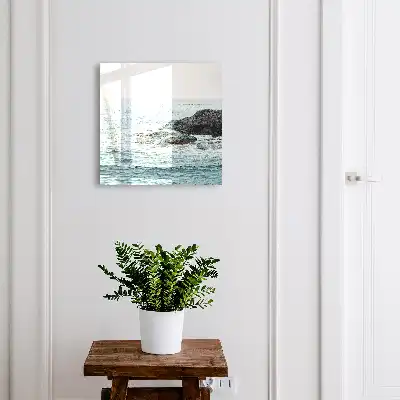 Wanddecoratie met zeegolven en rotsen