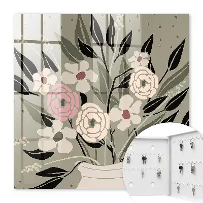 Bloemencompositie met een pastelkleurige achtergrond