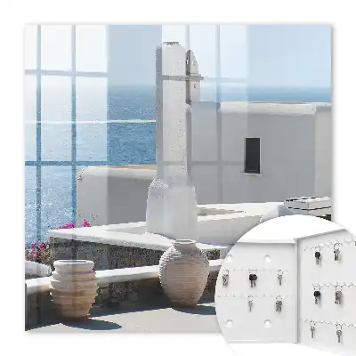 Griekse witte huizen aan zee, vredig